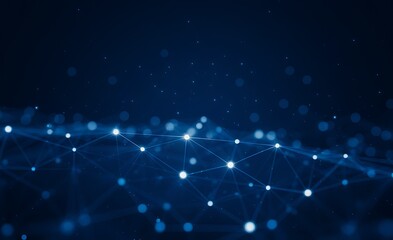 Obraz premium Abstract Blue Network Background Technology, Connections, and Digital Data Flow