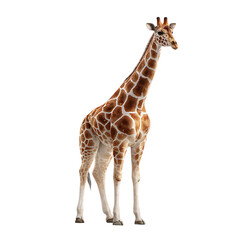Obraz premium Majestic Giraffe Isolated Transparent Background Wildlife Animal Brown Spots Tall Graceful Nature