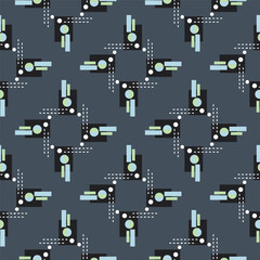 Textile motif seamless pattern. Abstract line shape geometric motif basic pattern continuous background. Man shirt all over print block. 