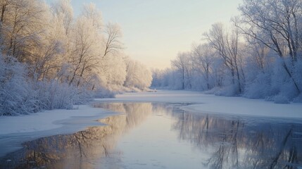 Winter River Reflections