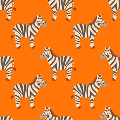 Cartoon zebras seamless pattern on a bright background