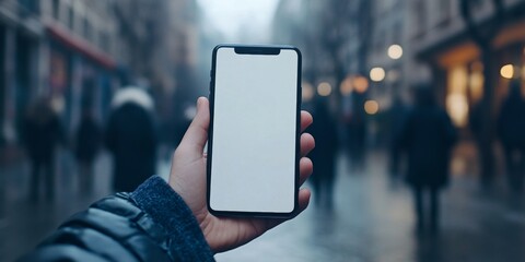 Smartphone Hands-on in Rainy Street