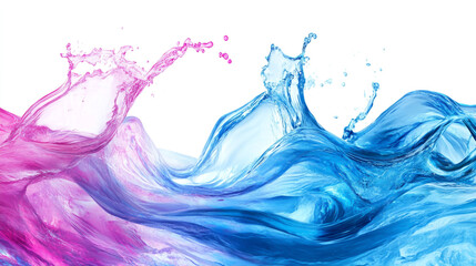 Abstract Digital Art featuring a Blue and Pink Liquid Wave Splash with Flowing Fluid Motion and Vivid Color Contrasts