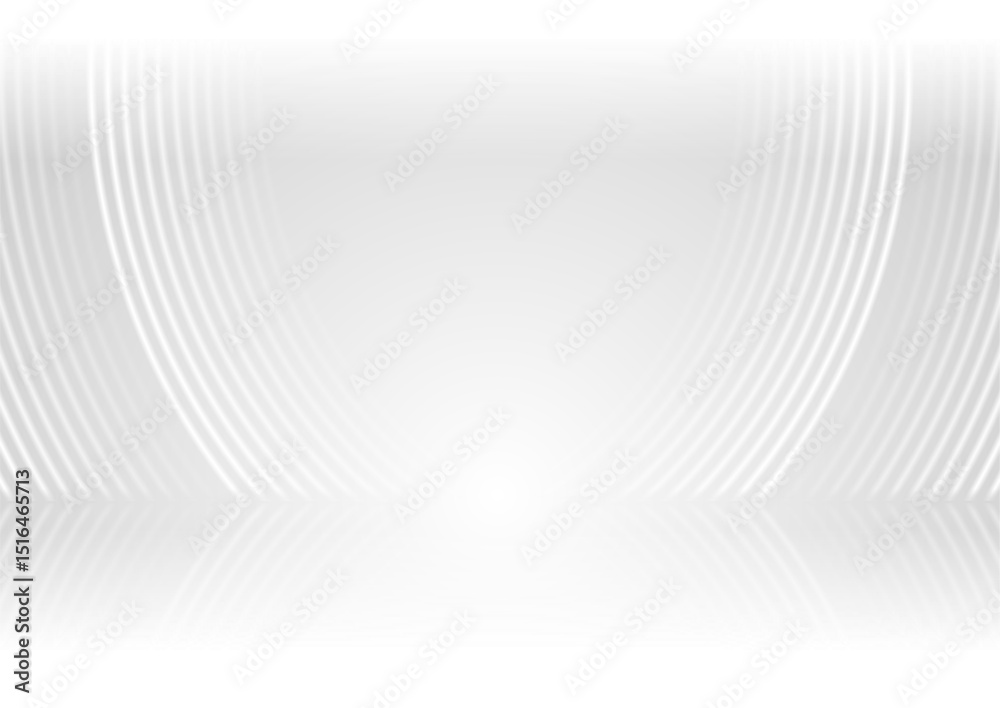 Aufkleber Grey white smooth curved waves abstract tech elegant background with reflection. Vector futuristic light design