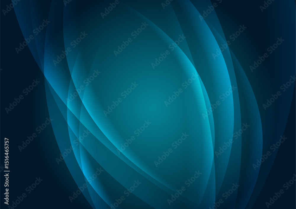 Aufkleber Abstract shiny blue glossy waves minimal elegant background. Vector flowing smooth wavy curved design