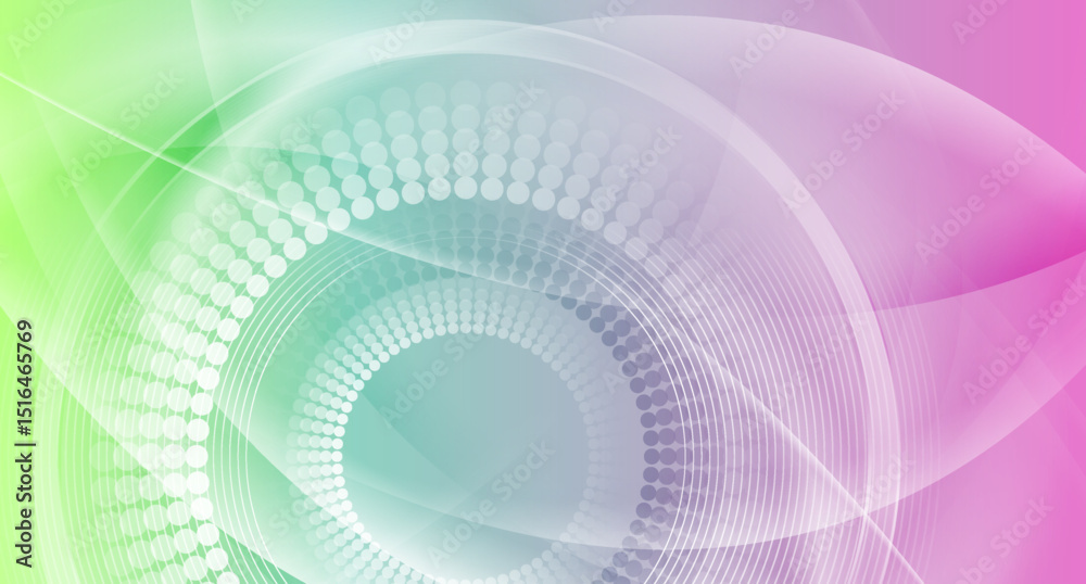 Aufkleber Bright shiny abstract minimal geometric background with waves and halftone circles. Vector tech design