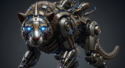 Fototapeta premium Cybernetic Lynx Futuristic Mechanical Predator