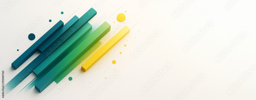 Poster Abstract geometric background with colorful 3D bars and circles on light gradient surface for creative design or advertising mockup template concept.