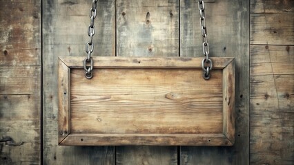 Rustic Wooden Sign Hanging on Weathered Planks, Perfect for a Vintage Message or Announcement