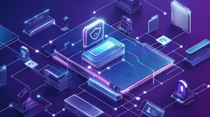 Cybersecurity service concept focused on motherboard protection, safety authentication networks