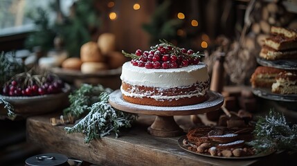 A rustic setting showcasing cake ingredients.
 