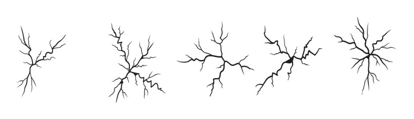 Ground Cracks Set Vector Design. Surface cracks and fissures in ground vector, vector illustration