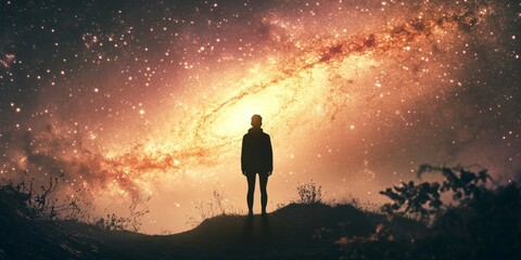 Fototapeta premium Astronaut Contemplating the Universe