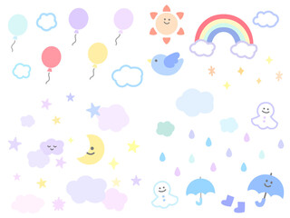 空と天気のカラフルなかわいいイラスト