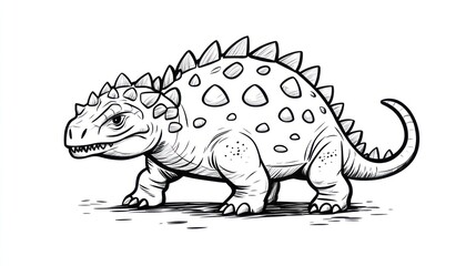 Fototapeta premium Black and white illustration of a dinosaur (1)