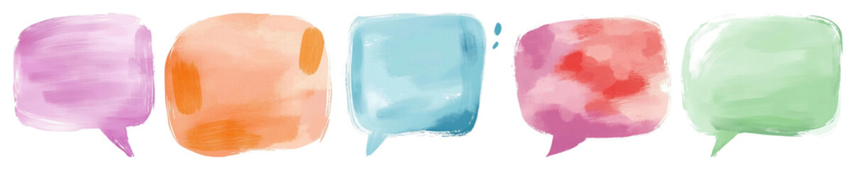 PNG Colorful watercolor speech bubbles, element set on transparent background