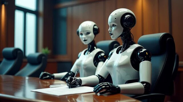 Robots in a Conference Room Setting Engaging with Technology and Innovation