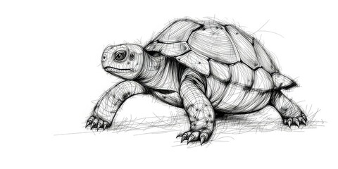 Fototapeta premium Ear Tortoise Sketch - Nature Illustration Design Concept