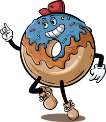 donut mascot cartoon design smiling wide