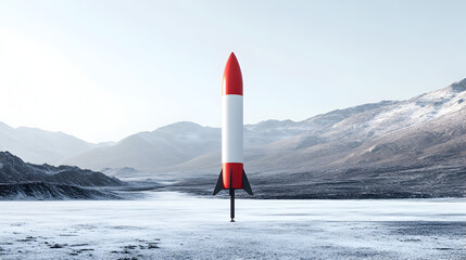 Rocket on Snowy Landscape