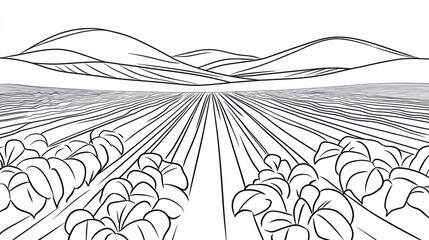 Rural landscape drawing