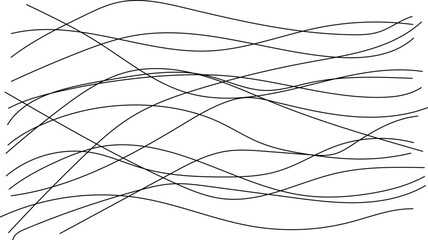 Black and White Abstract Drawing Flowing of Wavy Lines
