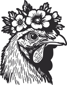 vector illustration of a chicken, rooster vector, animal farm vector