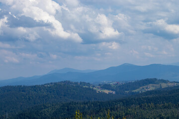 Carpathian Mountains Near Yaremche and Bukovel. Panorama of Mountains from Mount Makovitsa in Yaremche, Ukraine