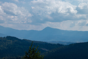 Carpathian Mountains Near Yaremche and Bukovel. Panorama of Mountains from Mount Makovitsa in Yaremche, Ukraine