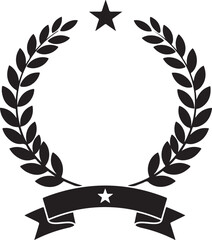 Veterans Day Honor Badge Graphic - Star, Laurel Wreath, Ribbon - Tribute, Military, Holiday Design