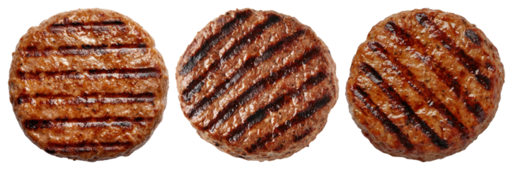 PNG Grilled juicy burger patties, element set on transparent background