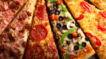 Slices of different kind of pizza
