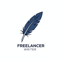 Freelance Writer Logo &ndash; Feather Pen Icon for Content Creators, Bloggers, Authors, and Copywriters

