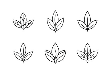 sage leaves icon line art vector illustration