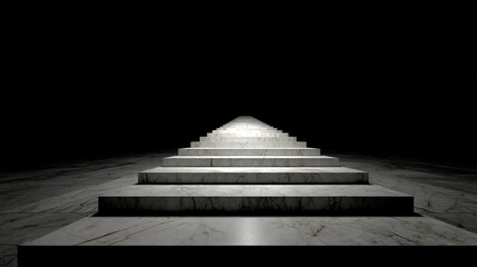 Naklejka premium Elegant Ascent: Marble Staircase Design Showcasing Luxurious White Veined Texture for Sophisticated Interior Spaces and Architectural Grandeur 