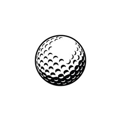 Vintage golf ball illustration. drawn in an engraved, woodcut style with fine details sketch engraving vector illustration. Scratch board imitation. 