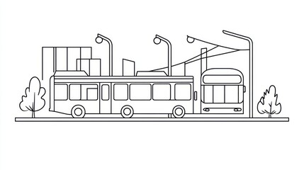 Urban Trolley Stop Illustration