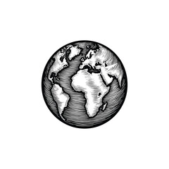 Vintage Hand drawn earth illustration. drawn in an engraved, woodcut style with fine details sketch engraving vector illustration. Scratch board imitation. 
