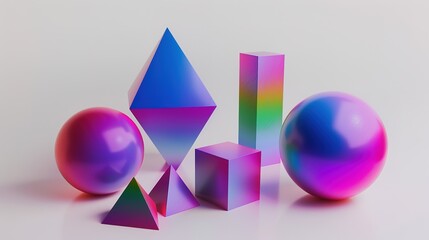 3D fashionable gradient geometric shapes