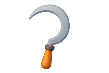 Scythe: A classic agricultural tool with a curved blade and wooden handle, typically used for harvesting crops, and it shows the essence of vintage craftsmanship
