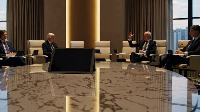 Corporate Board Voting Session with Secure Tablets
