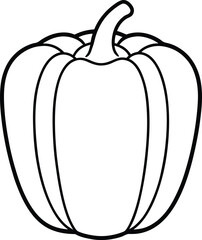 Bell Pepper Cross Section Outline Illustration.