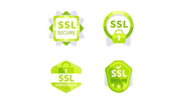 SSL secure icons animation on white and blue background