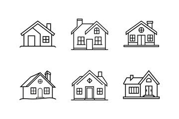 single family home icon line art vector illustration