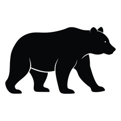 Fototapeta premium Bold Black Bear Silhouette Walking Wildlife Animal Illustration, Forest Predator Design