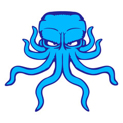 Octopus squid cephalopod cool tentacle sea monster Isolated Vector Graphic Design Illustration
