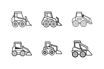 skid steer loader icon line art vector illustration