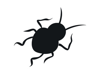 Silhouette of a Beetle, A clean, bold silhouette of a beetle, nature, pest control, fauna, animal, graphic design, illustration, vector, beetle, insect, bug, silhouette, design element, symbol, icon.