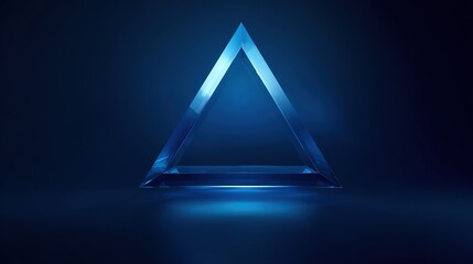 Floating Glass Triangle Dark Blue Abstract Design Geometric Art Minimalist Composition Modern Graphic Element Conceptual Shape Cool Background Visual
