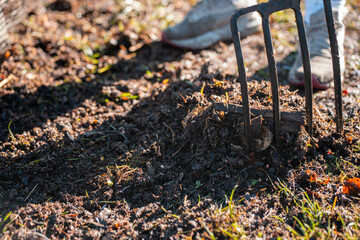 Compost pile, organic thermophilic compost turning in Tasmania Australia.